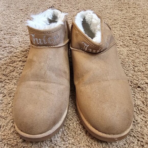 Juicy Couture Shoes - Juicy Couture Kerri Booties Womens 9 Tan Faux Suede Shearling Lined Ankle Boots